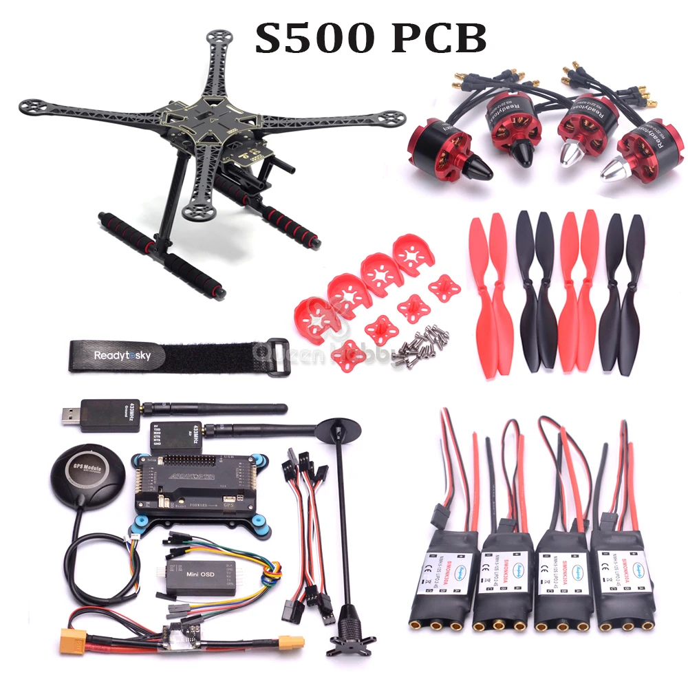 

F450 S500 X500 500Quadcopter Frame Kit APM2.6 flight controller M8N GPS Power Module Mini OSD 2212 920kv motor 433Mhz telemetry