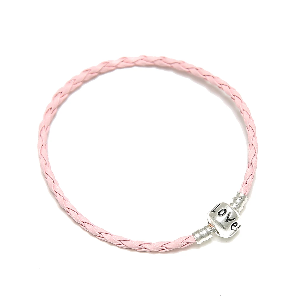 HOMOD модный кожаный браслет на цепочке, 6 цветов, браслеты для влюбленных, подходит для брендовых браслетов, DIY браслет для женщин, ювелирные аксессуары - Окраска металла: Pink