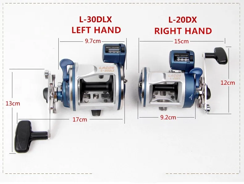 Tideliner Троллинг Рыболовная катушка линия моталка Левая Правая рука лодка катушка L-20 30DX со счетчиком литье барабанного колеса для большой игры