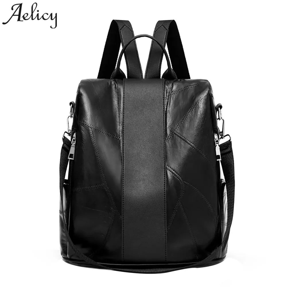 

Aelicy women genuine leather sheepskin backpack soft Vintage Backpack Female Brand Leather Women's backpack Large Capacity