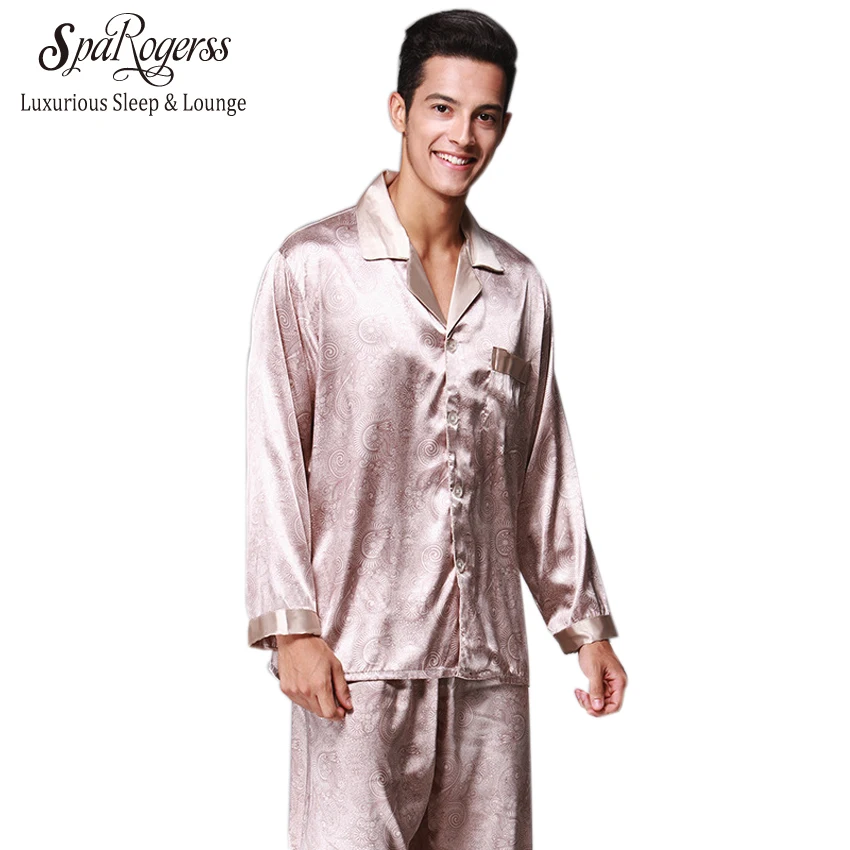 Summer Mens Faux Silk Pajama Set Brand Pajamas 2018 New Men's Pajamas
