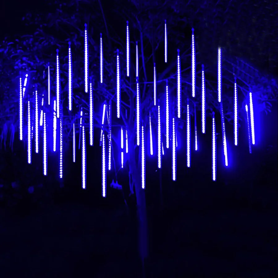 

Thrisdar 30CM 50CM Meteor Shower Rain LED Fairy String Light 8 Drop Raindrop Snow Falling Light Waterproof Cascading Tree Light
