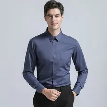 Новое поступление, мужские рубашки стандартного покроя, высокое качество, хлопок, длинный рукав, мужские одноцветные рубашки для деловых мужчин