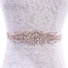 Missrdress cinto de casamento cristal strass diamante faixa nupcial tamanho grande rosa ouro cinto de noiva para vestidos de noite de casamento jk898