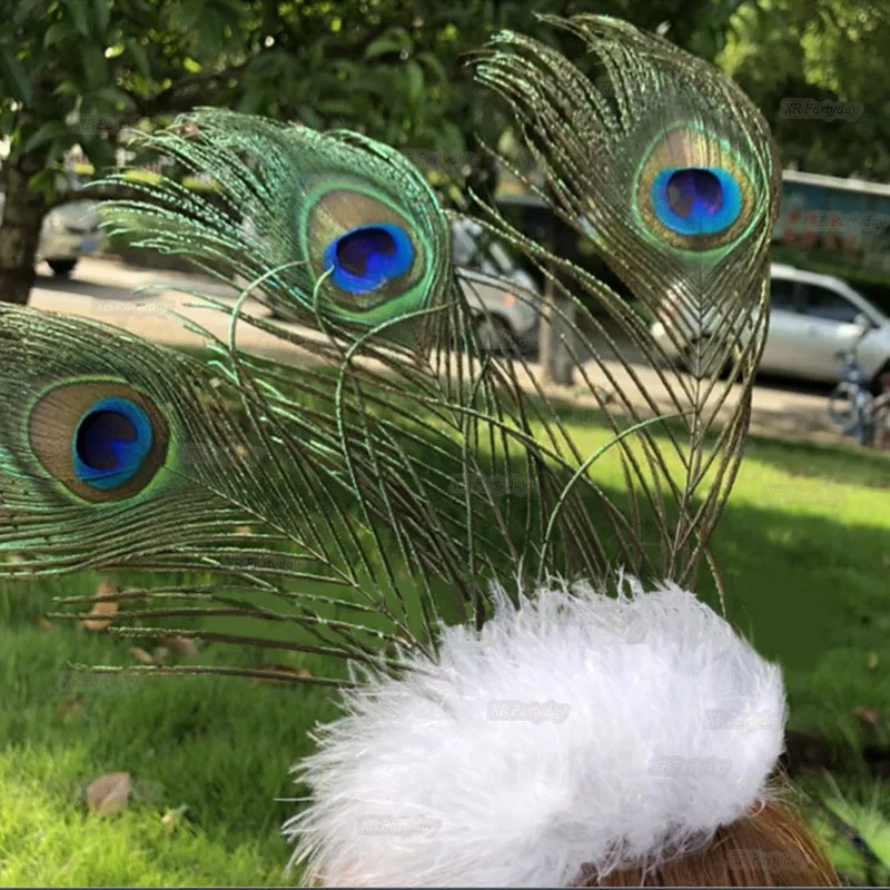 Пушистые перья орнамент в виде павлина головной убор аксессуары для волос реквизит для фотосессии Свадебная вечеринка сценическое шоу танцевальные украшения navidad