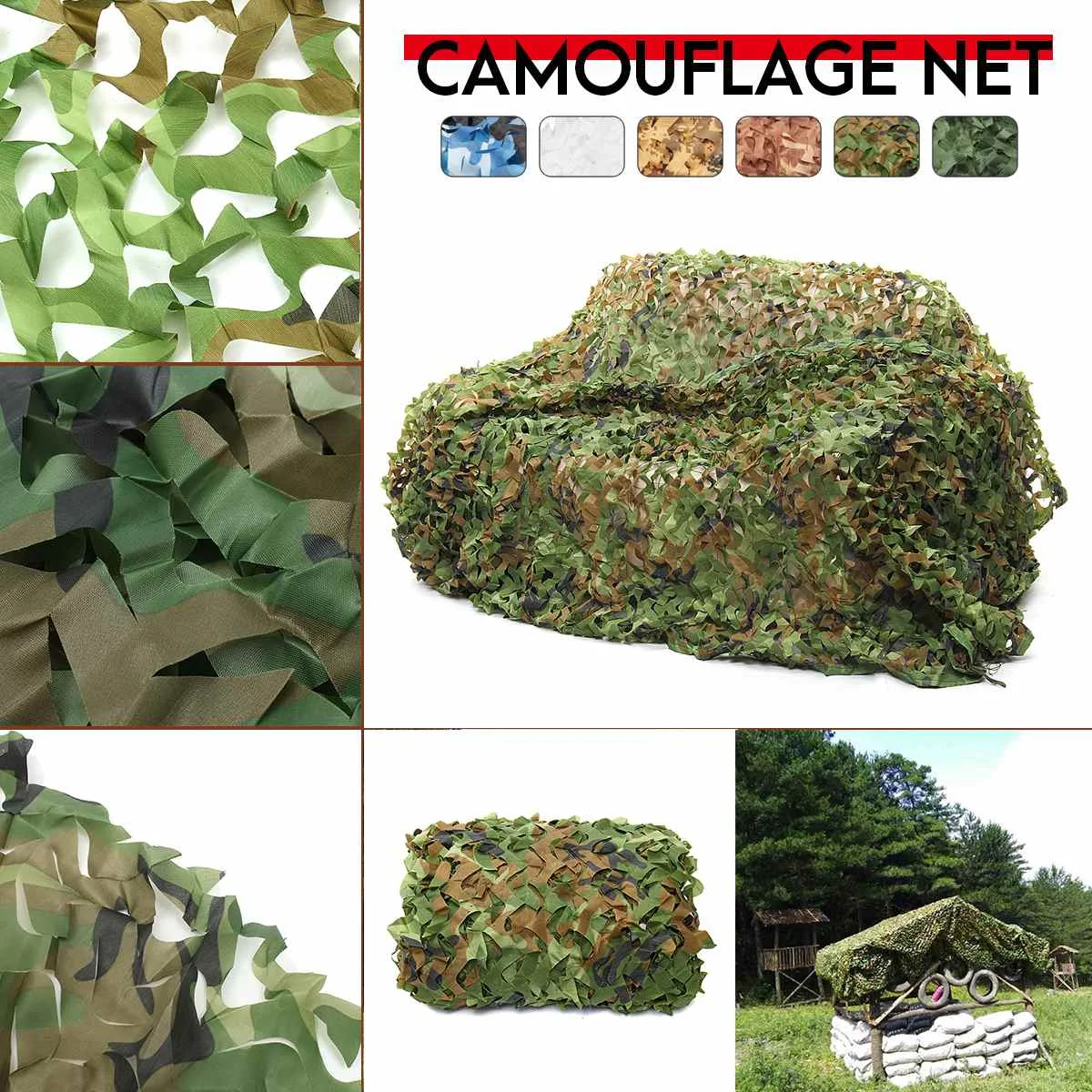 

5m x 2.5m Hunting Military Camouflage Net Woodland Army training Camo netting Car Covers Tent Shade Camping Sun Shelter