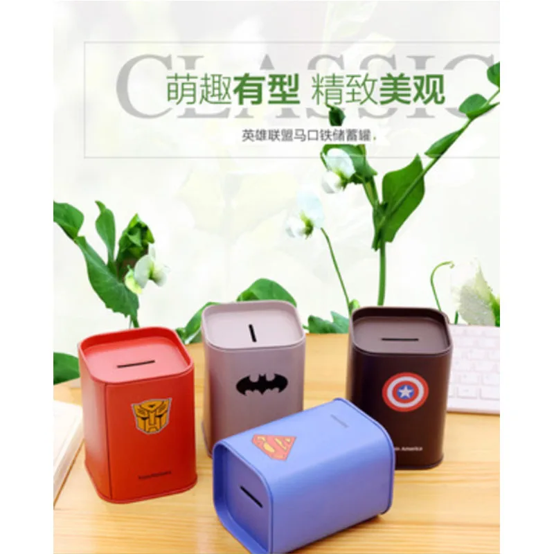 

Creative cute metal piggy bank crafts Tinplate square piggy bank cartoon series children piggy bank