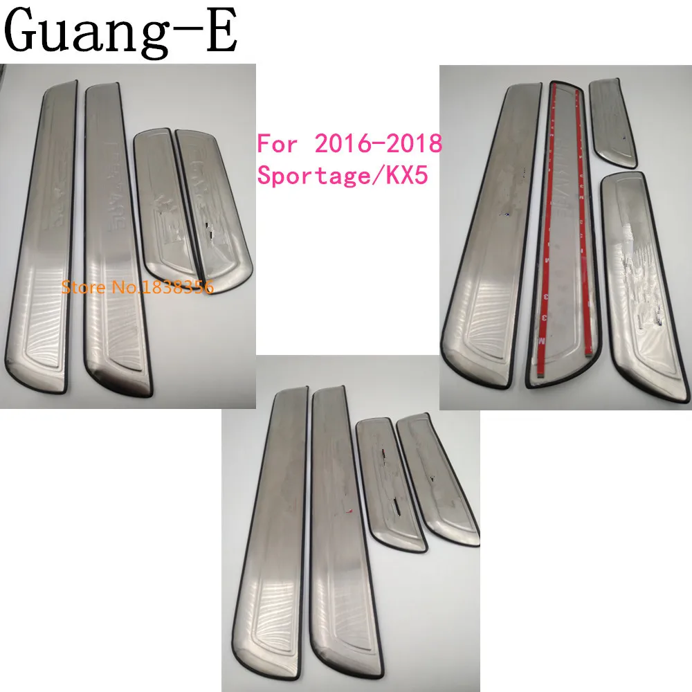 

Car body cover stainless Steel pedal door sill scuff plate cover external threshold 4pcs For Kia Sportage KX5 2016 2017 2018