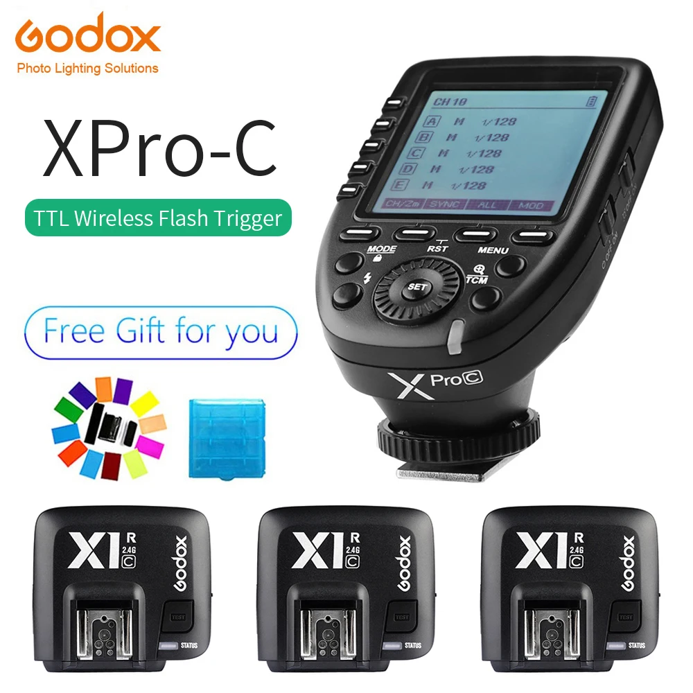 

GODOX XPro-C E-TTL 2.4G Wireless High Speed Sync X system Trigger + 3x Godox X1R-C Receiver For Canon EOS Cameras