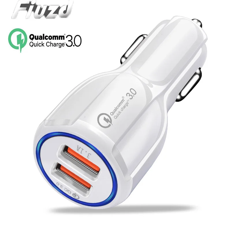 Fiuzd QC 3.0 Fast Car Charger for Iphone xs max xr x 8 7  Dual USB Car-Charger For Samsung S10e S 10 9 8 7 6Mobile Phone Charger