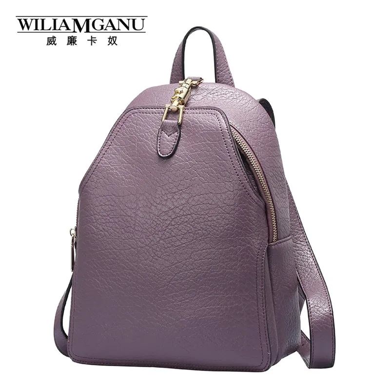 

WILIAMGANU brand Female backpack school Genuine leather casual ladies shoulder bag travel backpacks for teenage girls 0752