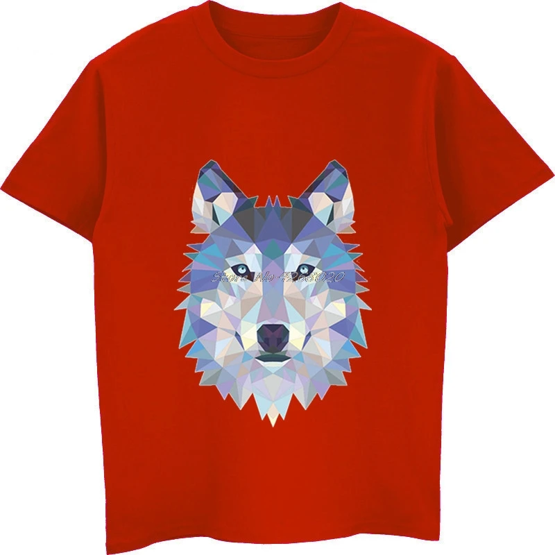 

Interesting Lovely Angry Gray Wolf Head Cartoon Colored Printed T-shirt Men's Short Sleeve Cooton T Shirt Male Hip Hop Tees Tops
