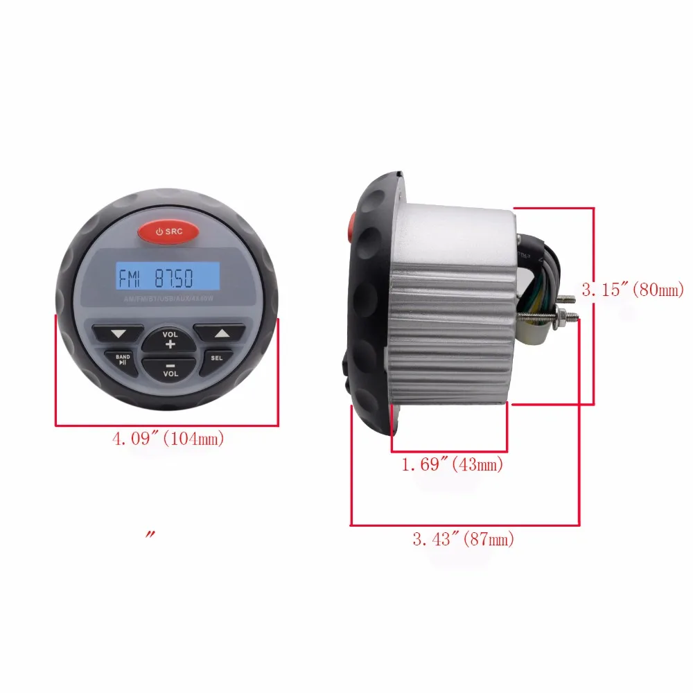 US $137.82 Waterproof Marine Bluetooth Stereo Motorcycle Audio Car Radio Boat FM AM Receiver Sound System4Marine Outdoor SpeakersAntenna