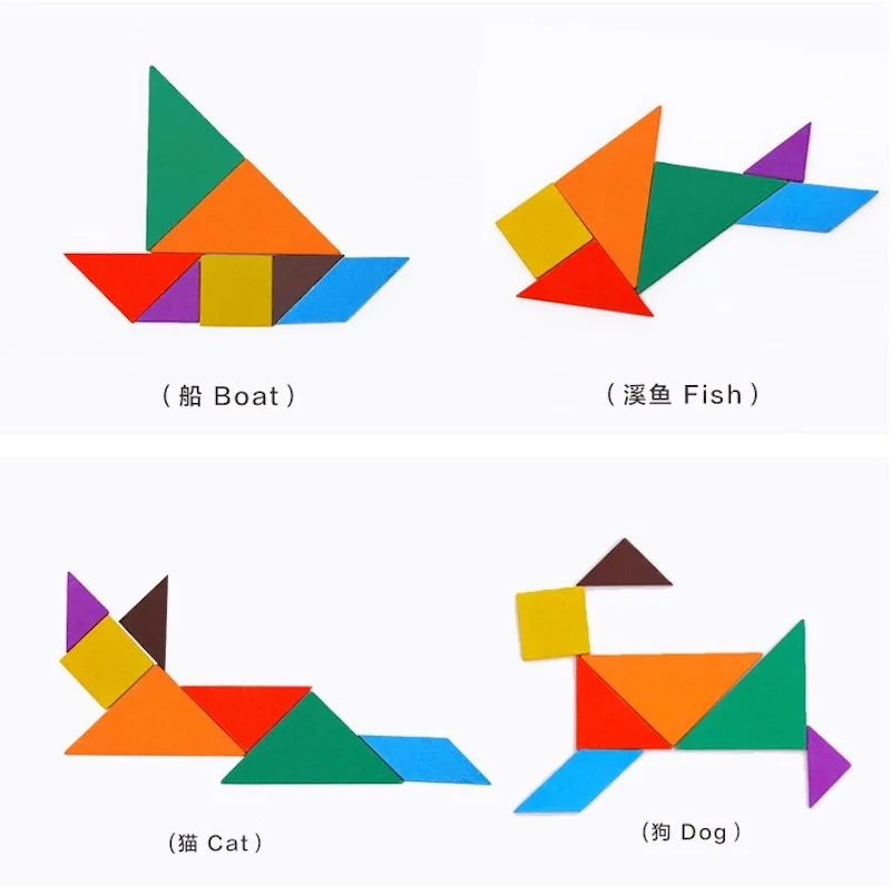 Красочные деревянные Tangram головоломки игрушки тетрис игра дошкольного волшебства интеллектуальная развивающая детская игрушка GYH