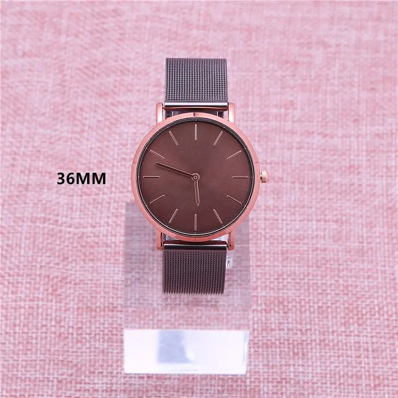 Mavis Hare 36 мм кофе наручные часы женские часы с нержавеющая сталь Шоколад темно фиолетовый сетки браслет полосы Прямая