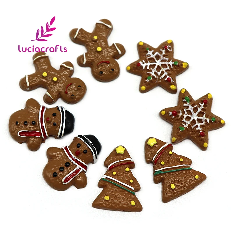 

Lucia Crafts Mixed Size Snowflake Christmas Tree Snowman Resin Flatback Xmas DIY Decoration 8pcs/lot,2pcs/type F1311