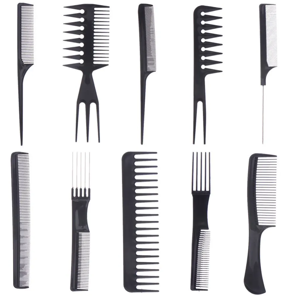 10pcs Different Make Up Comb Professional Hair Combs Anti Static Black ...