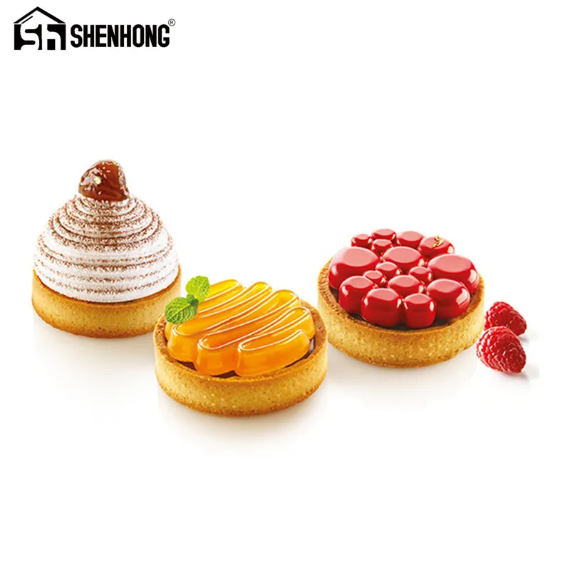 

SHENHONG New Arrival Tart Cake Mold For Baking Dessert Ring Art Mousse Silicone 3D Mould Silikonowe Moule Pastry Tartlet Pan