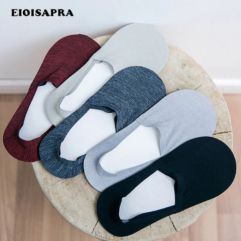 

[EIOISAPRA]Spring/Summer New Product Ice Silk Mesh Pure Color Socks Men Stealth Ankel Fashion Silicone Antiskid Ship Socks