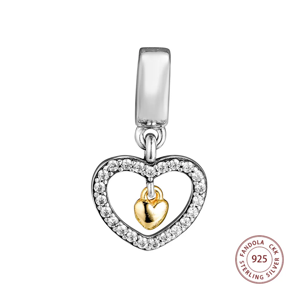 

Authentic 925 Sterling Silver Forever In My Heart Dangle Charms Fits Original Bracelet Beads DIY Jewelry Making Berloque