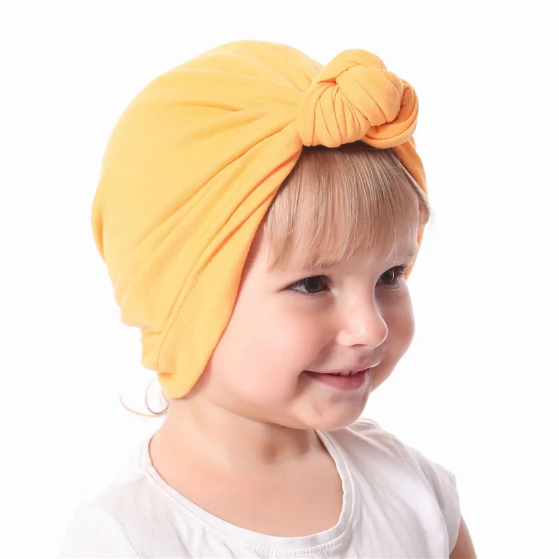 Newborn Baby Turban Hats Infant Girl Bowknot Cotton Caps Autumn Kids