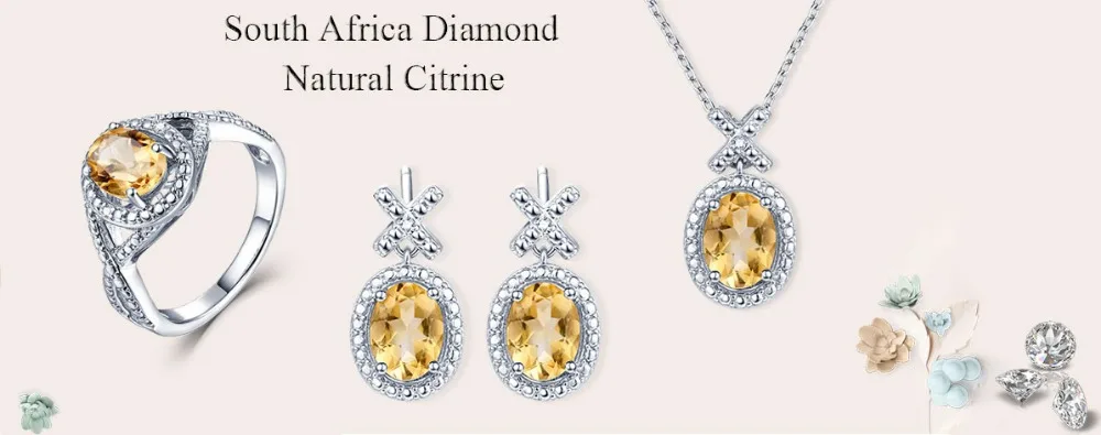 silver diamond citrine jewelry sets CASE06157