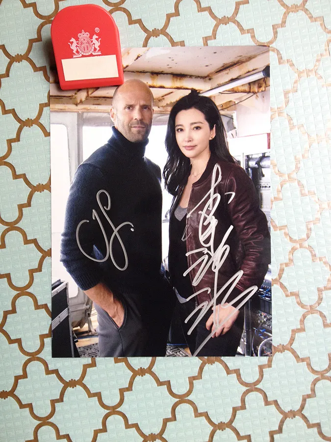 

signed Jason Statham Li Bingbing autographed photo 5*7 autographs The Meg 082018A