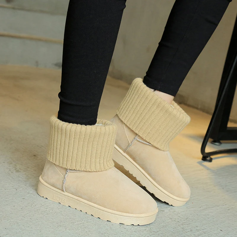 

Fashion Women's Sock Boots Short Snow Women Winter Shoes Warm Rubber Boots Women Ladies Brand Thick Heel Pointed Toe Suede Boots