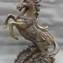 Sunsun00403@+++ 1" китайские бронзовые богатые Дракон YuanBao вверх прыжок Статуэтка «Лошадь» на большой стене