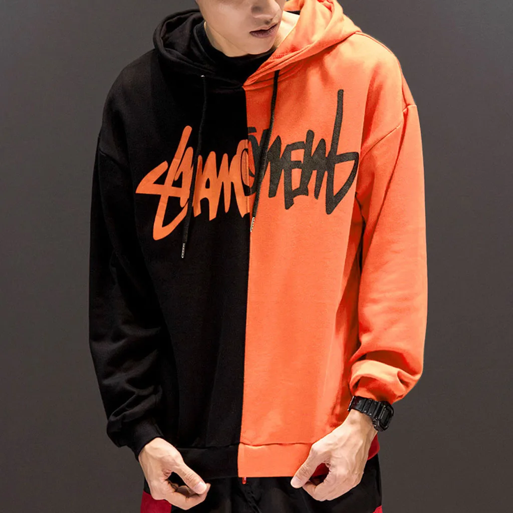 

2019 Men Causal Hoodies Sweatshirts Winter Teen's Scratch print splice Hoodie Sweatshirt Jacket Pullover sudaderas para hombre