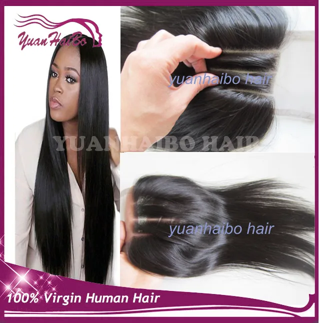 

Top Quality 3 part Peruvian Lace Closure 4x4 Bleached Knots Top Closure 8-26Inch Three Part Peruvian Hair Closure