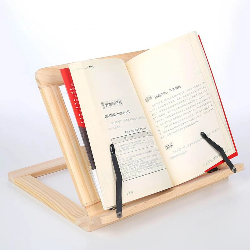 

Study Supplies Foldable Wooden Frame Reading Stand Pages Fixed Book Holder Adjustable Angle Non-toxic Kitchen Home Rest Rack