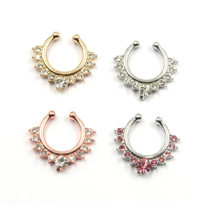 2015 New Design rose gold nose rings and studs fake ring indian