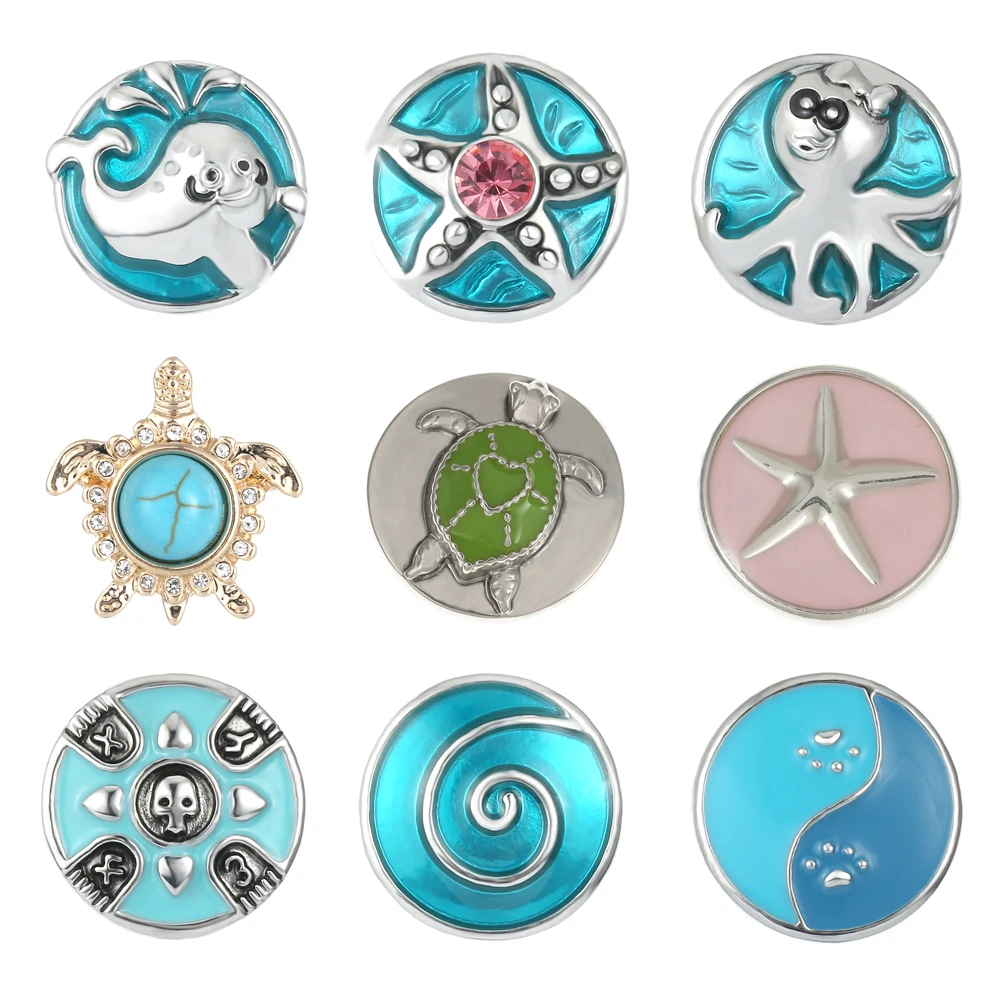 5шт./лот 18/20 мм кнопки застежки Sea Life DIY ювелирные изделия пуговицы для браслета и