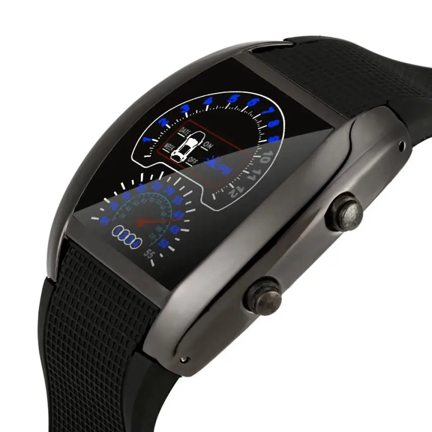 

2017 NEW Fashion Aviation Turbo Dial Flash LED Watch Gift Mens Lady Sports Car Meter L7263