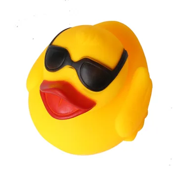 

5.7" /14.4cm Yellow Ducks Toys Rubber Bath Toy Pure Natural Cute Rubber Ducky with Sunglasses for Baby Kinder(A38115)