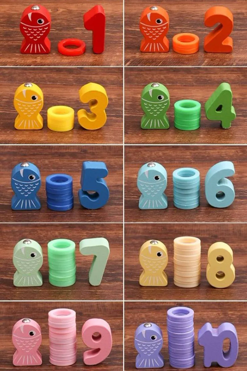 1 комплект укладки доска деревянные математические игрушки радужные кольца дети Дошкольное Обучение Обучающие приспособления подсчета