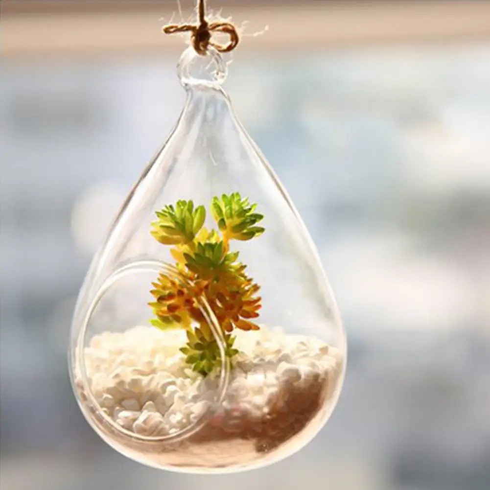 Adeeing подвесной стеклянный цветочный горшок с имитацией Ducculent домашний декор - Цвет: Small cone