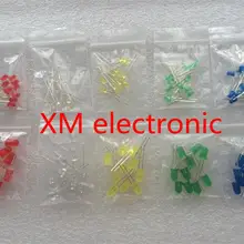 100 шт./лот, 3 мм, 5 мм, светодиодный комплект, разноцветный, красный, зеленый, желтый, синий, белый светильник, излучающий 3 мм, 5 мм, 5 цветов, x10 = 100 шт., Диод