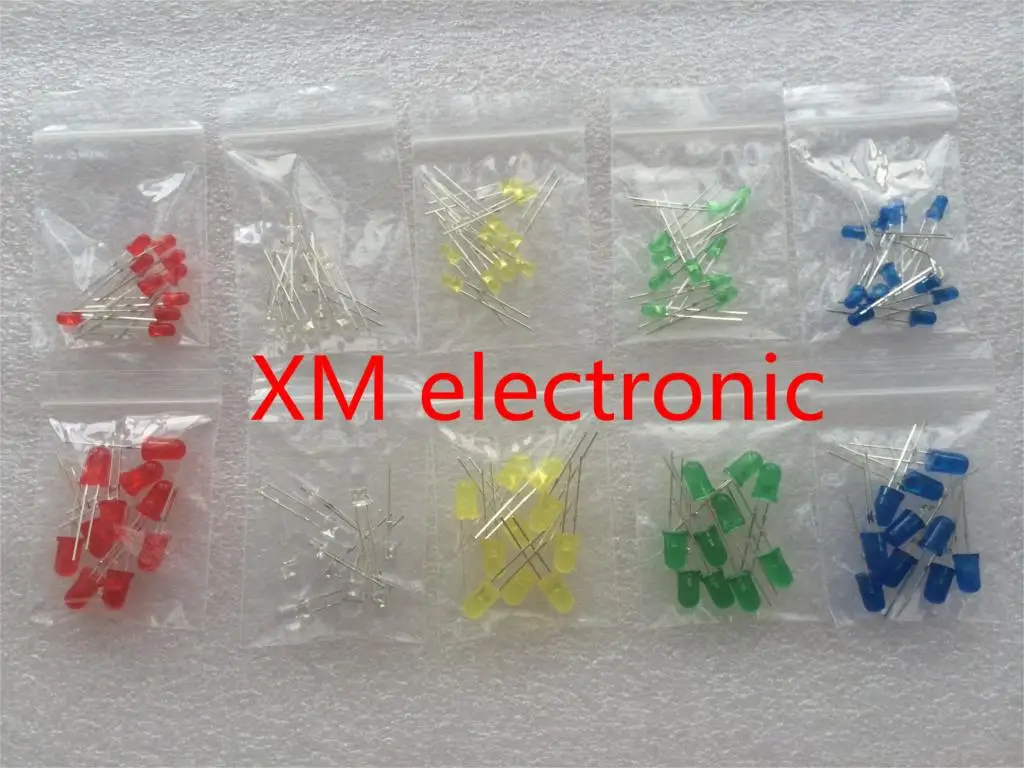 

100PC/Lot 3MM 5MM Led Kit Mixed Color Red Green Yellow Blue White Light Emitting 3mm 5mm 5 colors x10=100PCS,Diode