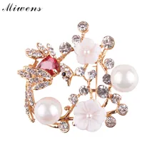 Miwens Luxury Multicolored Wedding Jewelry Simulated Pearl Flowers Brooches Clip Scarf Shoulder Women Girls Cute Charm 10695