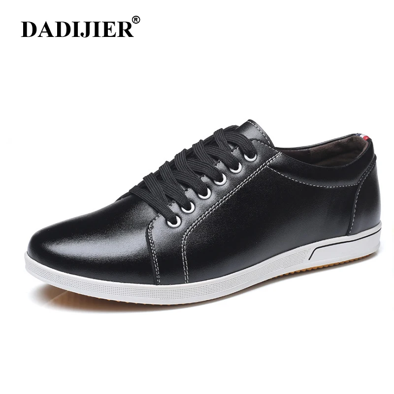

DADIJIER Men Casual Shoes handmade Breathable comfortable Men Flats brand men shoes Black white Split Leather shoes ST222