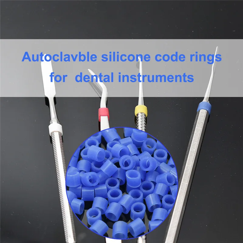 100 шт./кор. зубные код кольца Стандартный Цвет распознавания Цвет Фул кольца Мягкий силиконовый чехол подходит для всех ручных инструментов стоматологические материалы