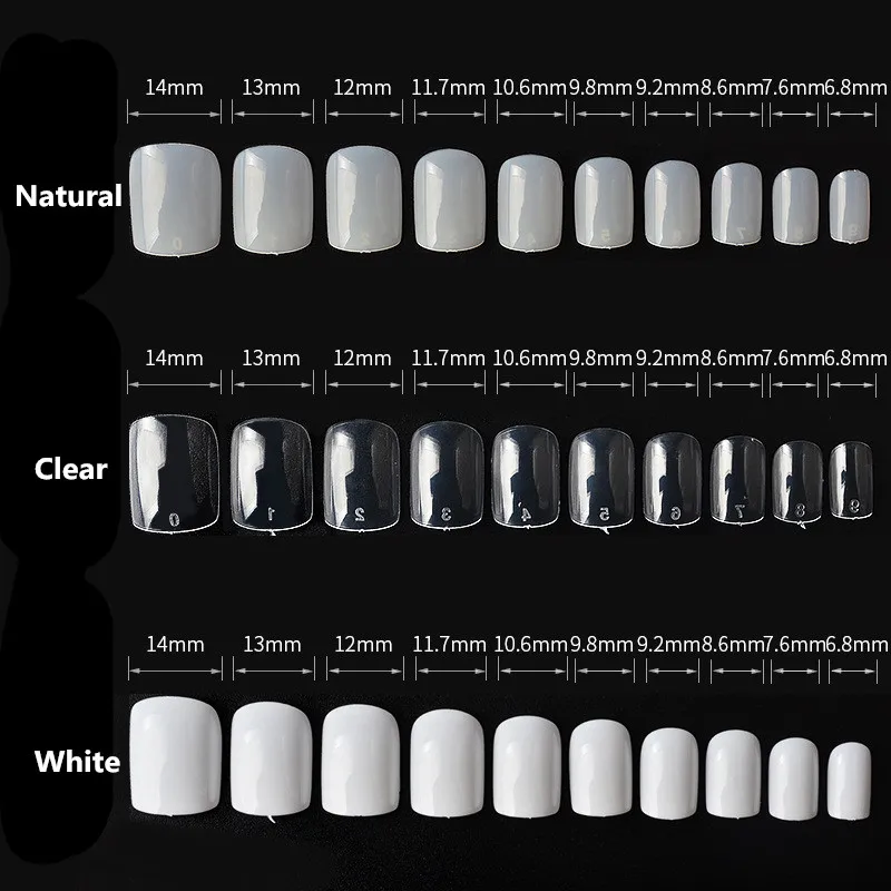 240 шт./компл. Короткие квадратные искусственные ногти Transarent Nature White полное