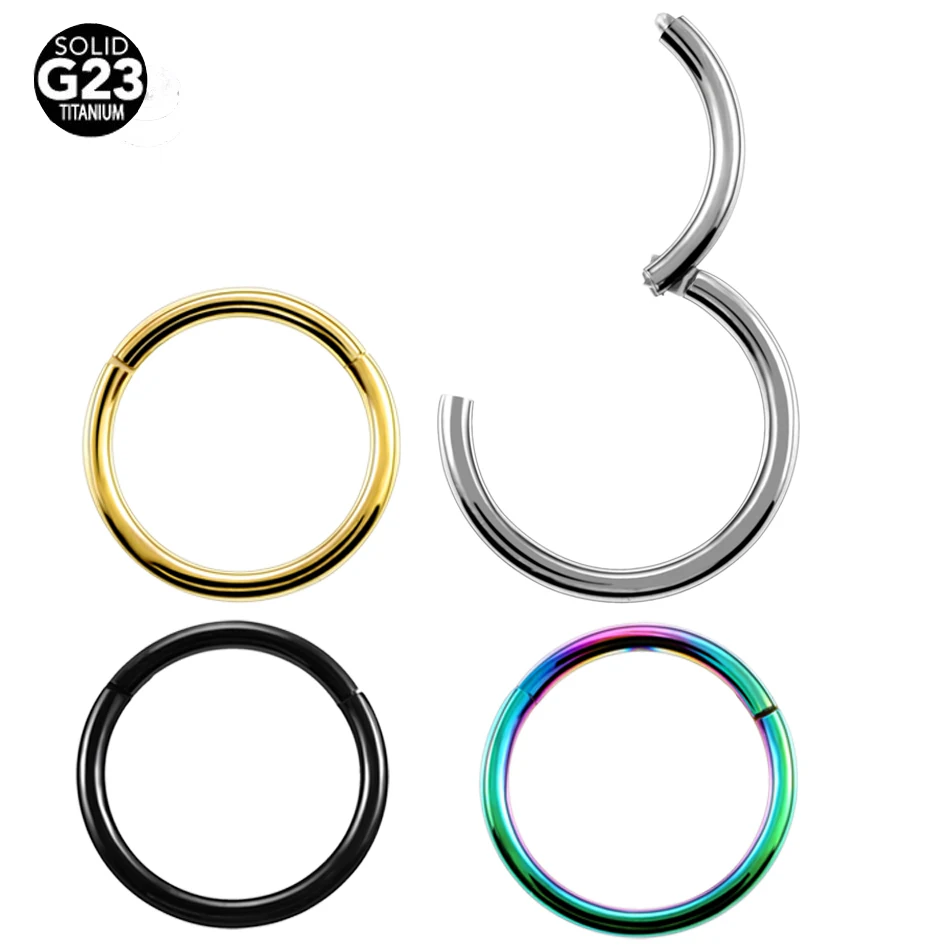 

1PC 16G Hinged Segment Ring Titanium Septum Clicker Piercing Nose Lip Ear G23 Titanium Solid Nose Piercing Body Piercing Jewelry