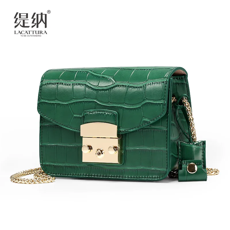 A1342 2017 LACATTURA Brands alligator Cow leacher font b women b font messenger font b bags