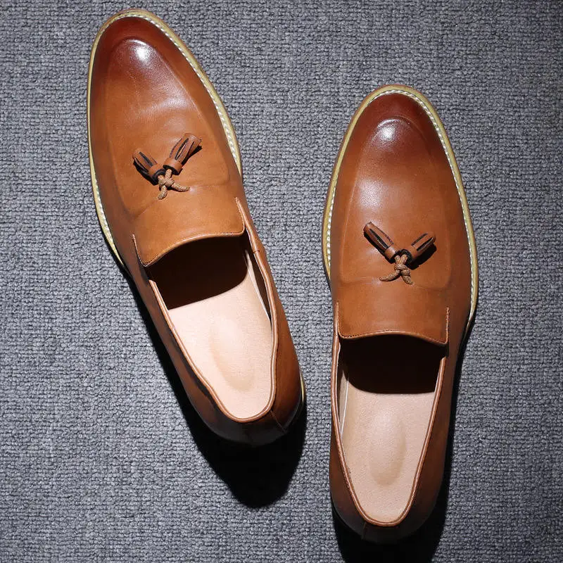 Kopen Mannen Schoenen Hoge Kwaliteit Leer Mannen Loafers Schoenen Vintage Kwastje Lederen Mannen Slip Op Schoenen Mocassin Homme Delocrd