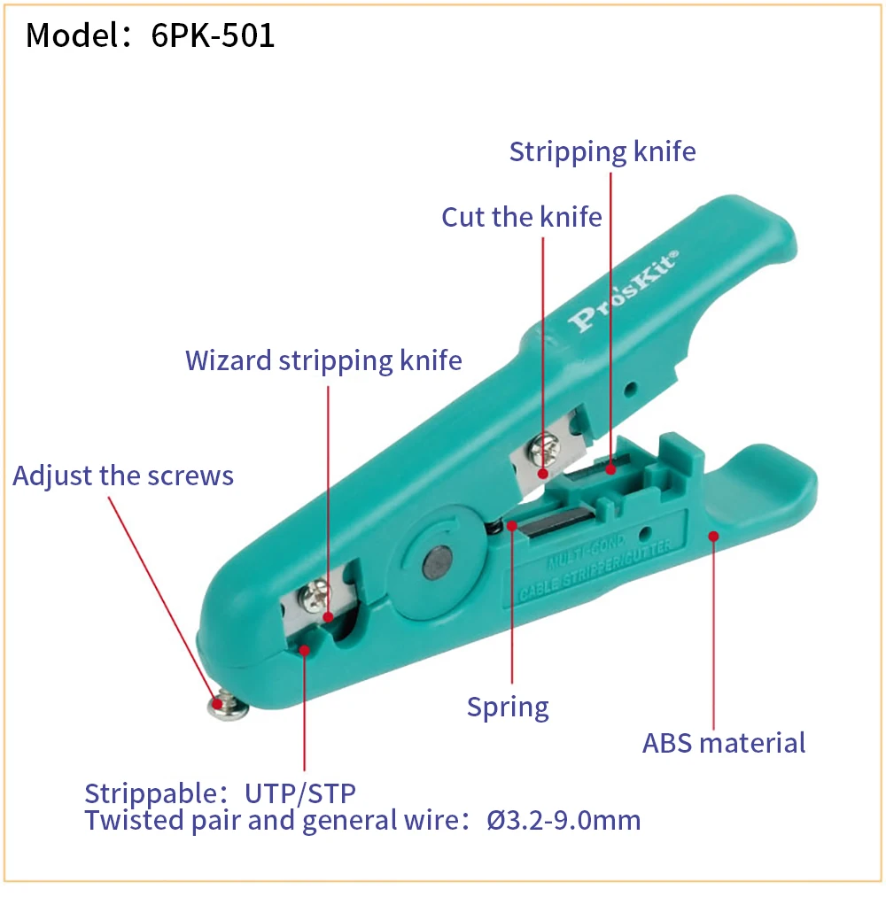 ProsKit 6PK-501 utp/STP сеть для зачистки снимаемая кабель/телефонной линии/Провода
