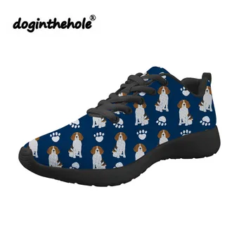 

doginthehole Cute Beagle Dog Printing Flat Shoes Women Summer Mesh Flats for Teenagers Girls Fashion Flat Sneakers Zapatos Mujer