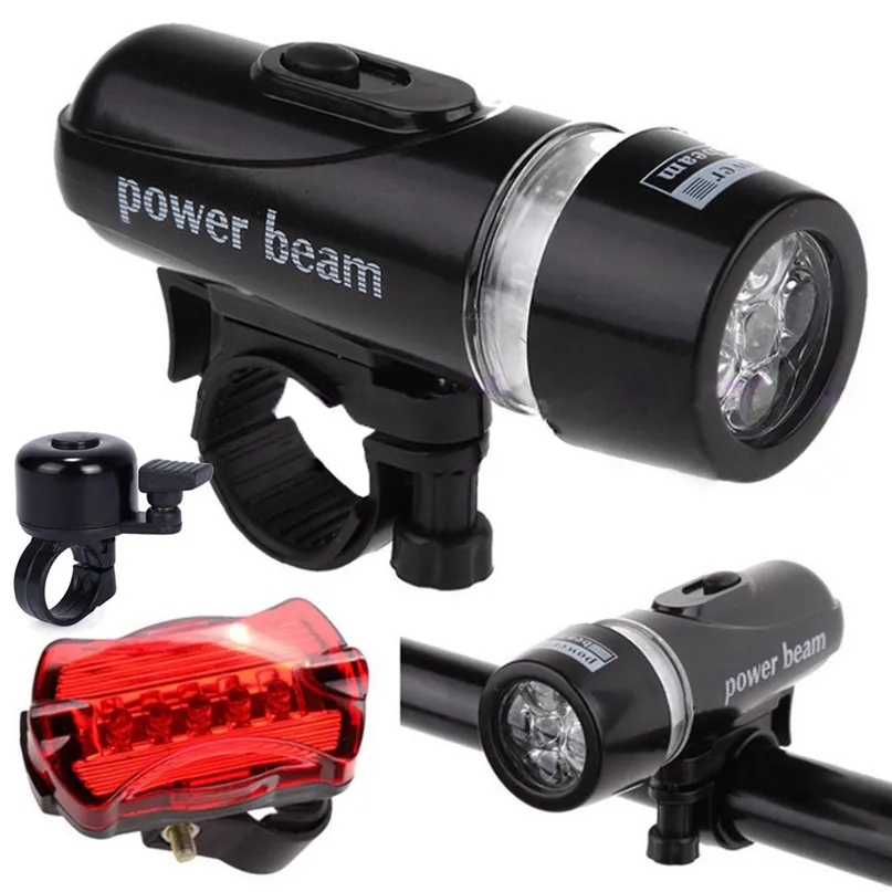 

Waterproof Lamp Bike Bicycle Front 5 LED Head Light + Rear Safety Flashlight Bike Light Front Bike accessories #2A26#C